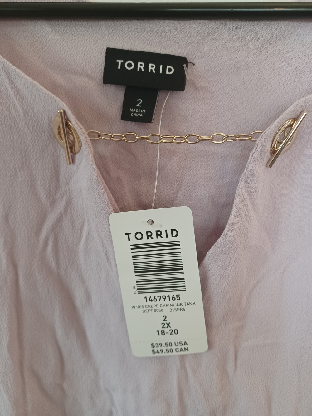 Torrid Lavender Sleeveless Chain Detail Tank - Picture 6 of 6